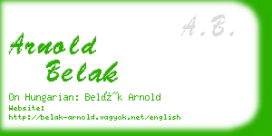 arnold belak business card